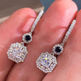 Luxury Black Engagement Dangle Earrings Zircon Wedding for Women Jewelry