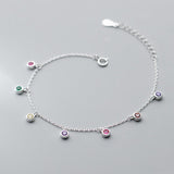Round Beads Charm Bracelet Silver Link Chain For Women Jewelry