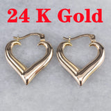 Luxury Hoope Earrings 14K Solid Gold For Women Wedding Jewelry