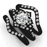 Creative 3pcs Black Ring Set for Women Party Wedding Jewelry