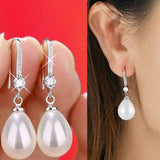 Luxury Classic Pearl Drop Earrings Silver for Women Wedding Jewelry