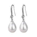 Red Fresh Water Pearl Drop Earrings Silver for Women Wedding Jewelry