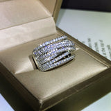 Inlaid White Sapphire silver Ring For Women  Eternity Band Jewelry