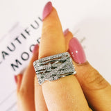 Inlaid White Sapphire silver Ring For Women  Eternity Band Jewelry