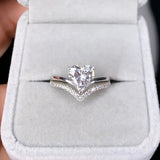 Heart White Zircon Engagement Ring Set for Women Bridal Jewelry