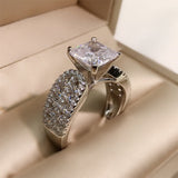 Gorgeous Square Zircon Engagement Ring for Women Proposal Silver Jewelry