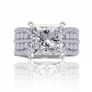 Gorgeous Square Zircon Engagement Ring for Women Proposal Silver Jewelry