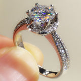 White Sapphire Engagement Ring Women for Wedding Jewelry