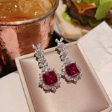 Vintage Ruby Bridal Jewelry set Earrings Rings Necklace for women Gift