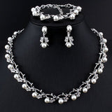 Vintage Pearl Bridal Jewelry Sets Necklace Earring for Women Party Gift Costume