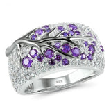 Exquisite Blue Aquamarine Flower Ring for Women Wedding Anniverssary Jewelry