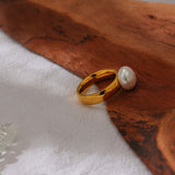 SHELL PEARL ENGAGEMENT RING 18K YELLOW GOLD FOR WOMEN JEWELRY