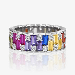 Fancy Sapphire Moissanite Ring Diamond 925 Silver for Women Gift Jewelry