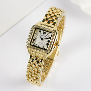Ladies Classic Square Wristwatch Quartz Watche Silver Steel Band Jewelry