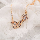 14K Gold Queen Crown Chain Necklace Gemstone Necklace Women Jewelry
