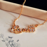 Crown Gemstone Chain Necklace 14K Gold Wedding Women Jewelry