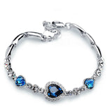 Blue Heart Sapphire Bangle Bracelet Women Wedding fine jewelry