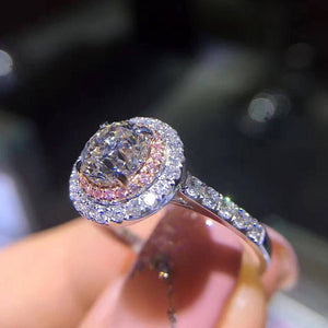 Round Pink Gemstone Engagement Ring S925 Silver Women's Jewelry