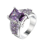Amethyst Gemstone Engagement Ring Silver Women Wedding Jewelry