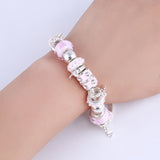 Charm Pink Zircon Bangle Bracelet for Women Anniverssary Gift Jewelry