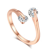 Diamond 18K Rose Gold Adjustable Ring Silver Wedding Jewelry For Women