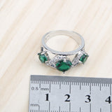 Green Emerald Jewelry set Silver Pendant Necklace Bracelet Earrings