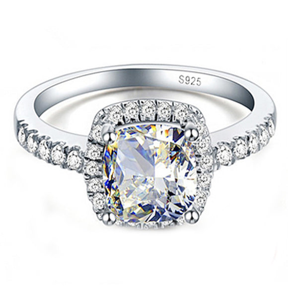 White Zircon Ring For Women 925 Sterling Silver Wedding Jewellery