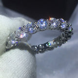 Luxury Zircon Ring For Women 925 Sterling Silver Engagement Wedding Band 