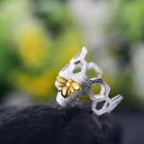 Gold Honeycomb Ring Fine Jewelry Bee for Women Wedding Jewelry
