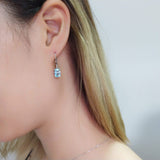 Genuine Blue Topaz Drop Earrings 925 Silver Women's Wedding Jewelry