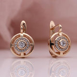 Carved Hollow Gemstone Earrings 18K Rose Gold Women's Fine Jewelry 