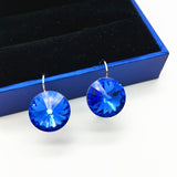 Round Blue Zircon Drop Earrings Women Wedding Jewelry