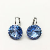 Round Blue Zircon Drop Earrings Women Wedding Jewelry