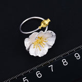 Unique Flower Ring Blooming Poppies Silver Fine Jewelry for Women