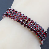 Red Garnet Gemstone Link Chain Bracelet For Women Wedding Jewelry