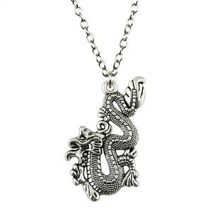 Vintage Black Dragon Pendant Necklace Link Chain Women's Fashion Jewelry