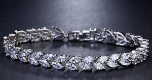 Luxury Leaf Chain Bracelet White AAA Cubic Zircon Woman's Jewelry Wedding Party Gift