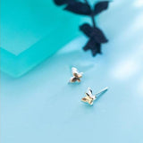 Luxury Butterfly Stud Earrings 925 Sterling Silver Women's Fine Jewelry