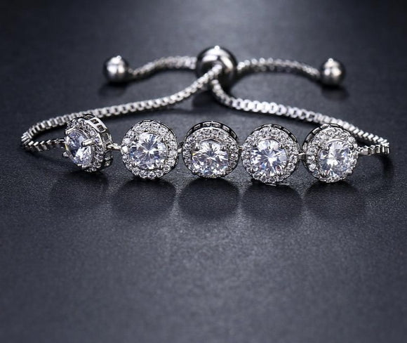 Chain Adjustable Bracelet AAA Cubic Zircon Roundel Woman's Wedding Party Birthday Gift