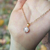White Zircon Pendant Necklace 14K Gold Women's Wedding Jewelry