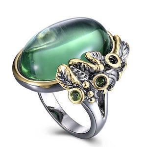 Oval Green Zircon Gemstone Ring for Women Wedding  Jewelry