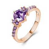 Purple Amethyst Engagement Ring 14K Rose Gold Women Jewelry