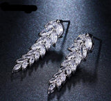 Leaf Pendant Earrings  AAA Cubic Zircon Women's Wedding Party Jewelry Gift