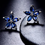Natural Blue Sapphire Stud Earrings 925 Sterling Silver Women's Wedding Jewelry