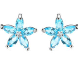 Natural Blue Sapphire Stud Earrings 925 Sterling Silver Women's Wedding Jewelry