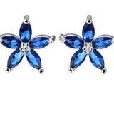 Natural Sapphire Stud Earrings 925 Sterling Silver Women's Wedding Jewelry