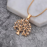 Tree Of Life Rose Gold Pendant Necklace Women Jewelry Statement