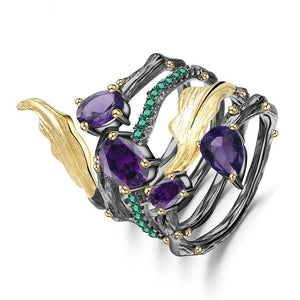 2.6 Ct Amethyst Gemstone Ring 925 Sterling Sliver Women's Fine Jewelry