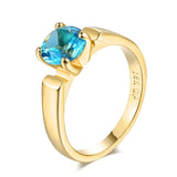 White Sapphire Gemstone Engagement Ring Rose Gold Women Wedding Jewelry