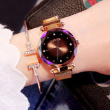 Princess Starry Sky Magnet Watch Rose Gold Wristwatch For Women